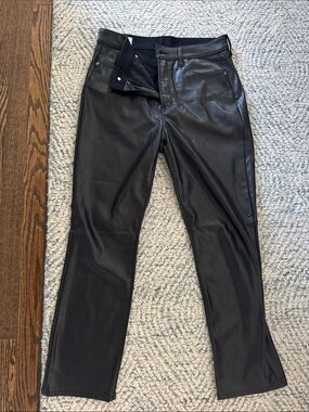 GAP Black Straight-Leg Faux Leather Jeans